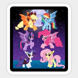 Mane 6 bat ponies scene Sticker